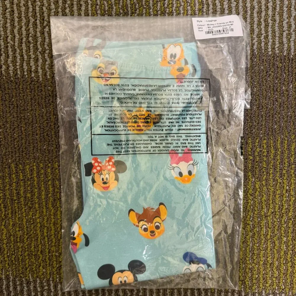 NWT Monica + Andy Leggings Disney D100 Mickey + Friends Mint Simba Bambi Sz 5
